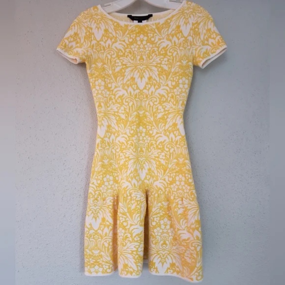 BCBGMaxAzria Yellow and White Mini Dress